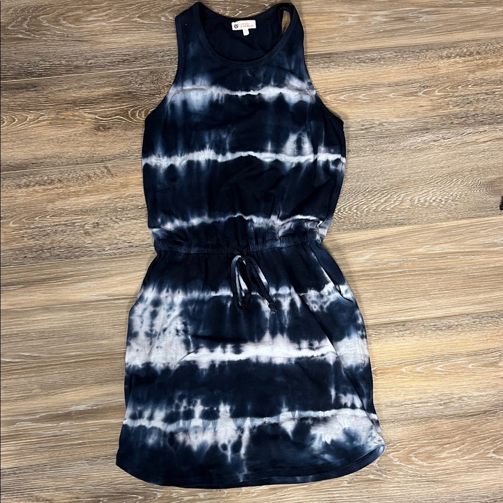 Sundry for Evereve Navy and White Tie-Dye Cotton Dress